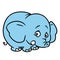 Little blue elephant scared cartoon illustration