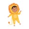 Little Boy Actor in Theater Costume of Lion with Mane Showing Performance Vector Illustration