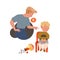 Little Boy Afraid of Punishment for Broken Vase Sitting on Chair with Guilty Look Vector Illustration