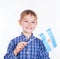 A little boy with argentinian flag