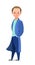 Little boy in autumn cloak. Teen in warm clothes for rain. Cheerful person. Standing pose. Cartoon comic style flat