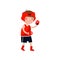 Little boy boxer in red uniform and boxing gloves, kids physical activity cartoon vector Illustration