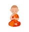 Little boy buddhist monk. Lotus position.