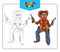 Little boy in carnival costume Cowboy. Coloring book