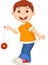 Little boy cartoon playing yo yo