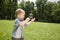 Little Boy Catch Soap Bubbles