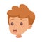 Little Boy Character Face with Brown Hair Gasping in Surprise Side View Vector Illustration