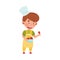 Little Boy Character in Hat and Apron Carrying Strawberry in Bowl as Cooking Ingredient Vector Illustration