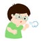 Little boy coughing cartoon.