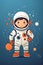 Little Boy Dressed as Astronaut Explores His Imagination. Generative AI.