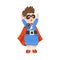 Little Boy Dressed as Superhero, Happy Halloween Party Festival with Kid Trick or Treating Cartoon Vector Illustration