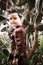 Little boy dressed in Indian costume