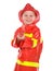 Little boy dressed up as fire-fighter