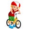 Little boy driving bicycle