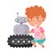 Little Boy Engineering and Creating Robot Vector Illustration