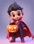 little boy with funny dracula costume