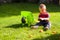 Little boy gardening