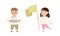 Little Boy and Girl with Banner for Earth Day Caring About Nature and Planet Vector Set