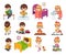 Little Boy and Girl Collection Vector Illustration