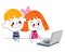 Little boy and girl with laptop computer