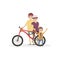 Little boy and girl , man with bicycle. Woman , male and son athlete. Character vector flat illustration people.