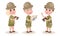 Little Boy and Girl Scouts in Camping Uniform Holding Binocular and Map Vector Illustration Set