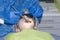 The little boy is given an injection of anesthesia before dental treatment