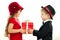 Little boy giving girl gift