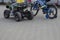 Little boy goes for drive on electric quad bike. Bicycling