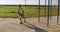 Little boy having fun at playground