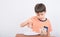 Little boy leaning weight scale mathmatic education in class