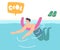Little Boy Learning to Swim Floating on Bar in Swimming Pool or Sea. Child Male Character Sports Activity, Recreation