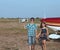 Little boy and little girl pilot with handmade plane