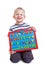Little boy with magnetic board