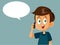 Little Boy Making a Phone Call Speech Bubble Vector Cartoon Illustration