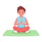 Little boy meditating in lotus pose. Gymnastic, meditation for children. Vector illustration