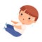 Little Boy with Overweight and Body Fat Doing Physical Exercise Vector Illustration