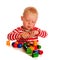 Little boy playing with beads