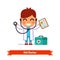 Little boy playing doctor with a stethoscope