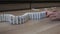 Little boy playing with dominoes on the floor of the house. Domino principle.