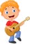 Little boy playing guitar