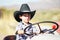 Little boy Playing on Tractor