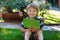 Little boy reading letter from friend