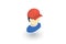 Little boy in red cap isometric flat icon. 3d vector