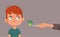 Little Boy Refusing to Eat Broccoli Vector Cartoon Illustration