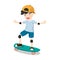 Little boy ride a skateboard isolated on background. Vector illustration in cartoon character flat style