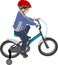 Little boy riding bicycle color illustration