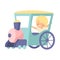 Little Boy Riding a real Toy Train, Happy Kid Having Fun in Amusement Park Vector Illustration