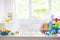 Little boy room. Toy cars at desk. Car toys