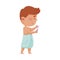 Little Boy Standing with Towel Wrapped Around His Body and Doing His Nails Vector Illustration